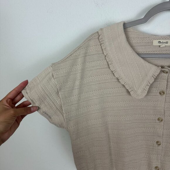 Madewell Ruffle Collared Crop Top M Ruffle Feminine Minimalist Contemporary Boho - Picture 4 of 11
